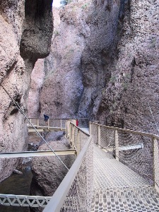 Through the narrows of the river canyon.